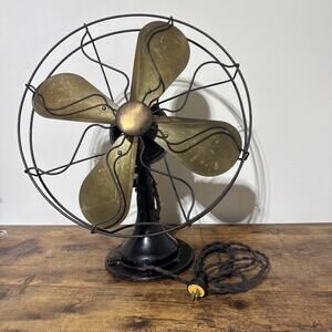 Antique Peerless Electric Fan 16" Brass Blade 3-Speed Oscillating Model 340816
